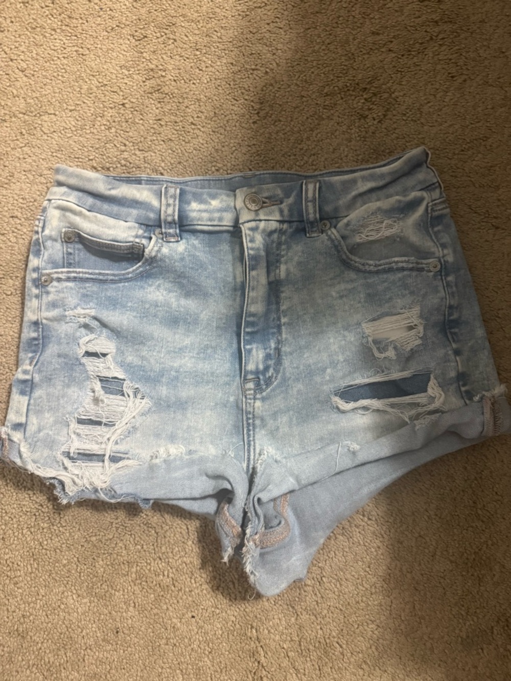 American Eagle Light Blue Distressed Denim Women's Shorts